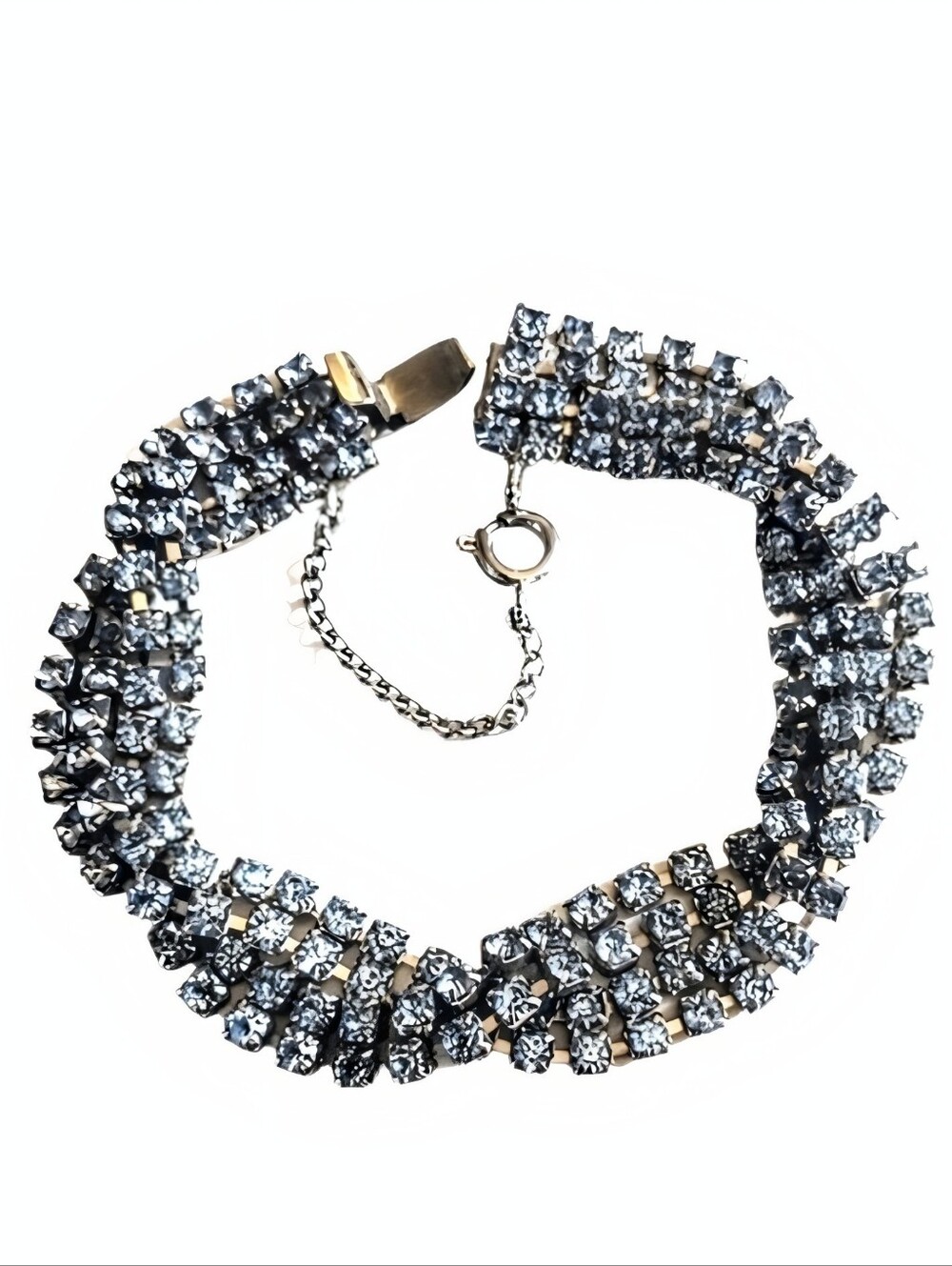 💙 Vintage Estate Designer Elizabeth Morrey Braided Blue Rhinestone Bracelet